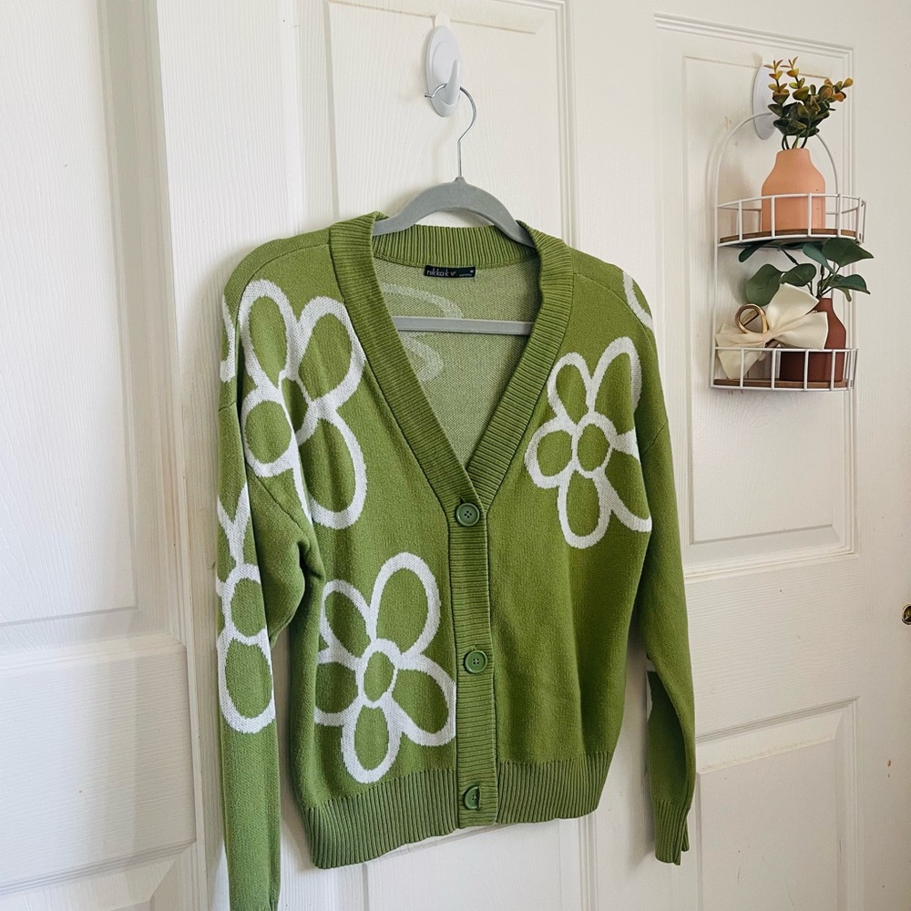Green Floral Women's Sweater